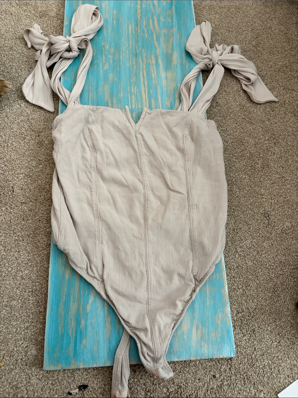 Free People Intimately Lola Shoulder Tie Seamed Bodysuit - Size Small